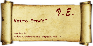 Vetro Ernő névjegykártya